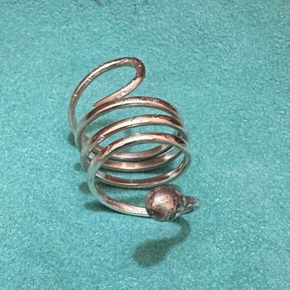 Sterling silver wire spiral snake ring adjustable - Picture 4 of 4